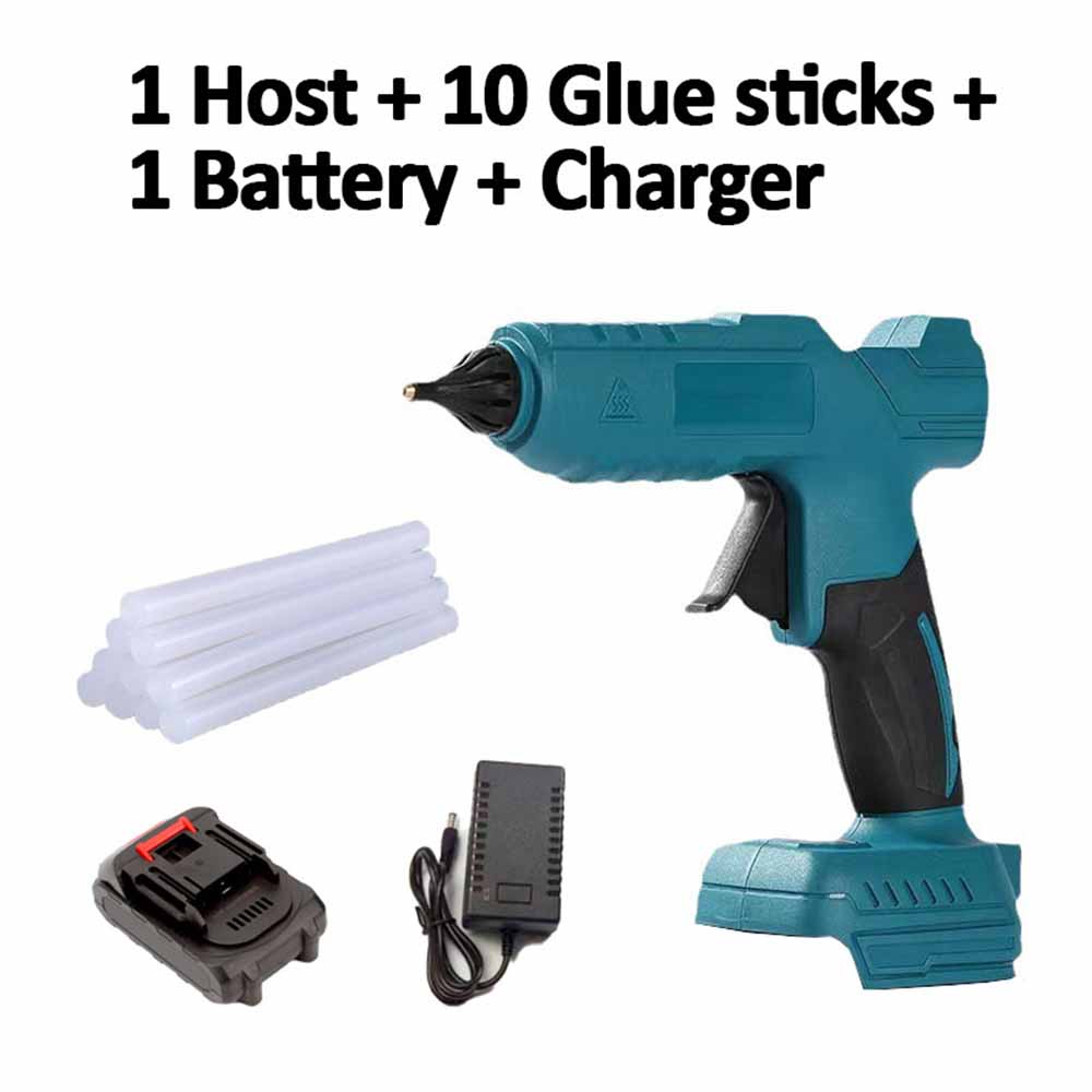

Электрический пистолет для горячего клея Питание от аккумулятора Беспроводной электрический клеевой пистолет Клеевые стержни 11 мм Горячее расплавление Сварочный пистолет с горячим воздухом С зарядным устройством 40 W&EU синий