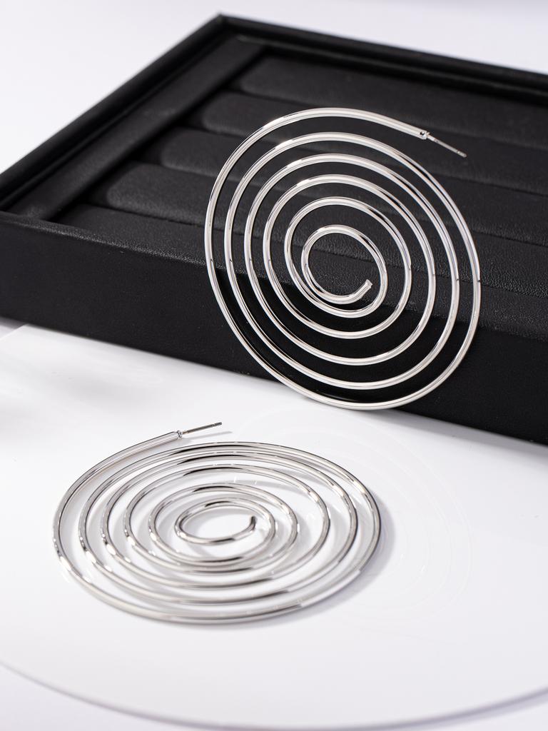Mosquito Coil Plate Earrings, Women'S Retro Style, Geometric Fashion, Exaggerated Face, Thin Earrings