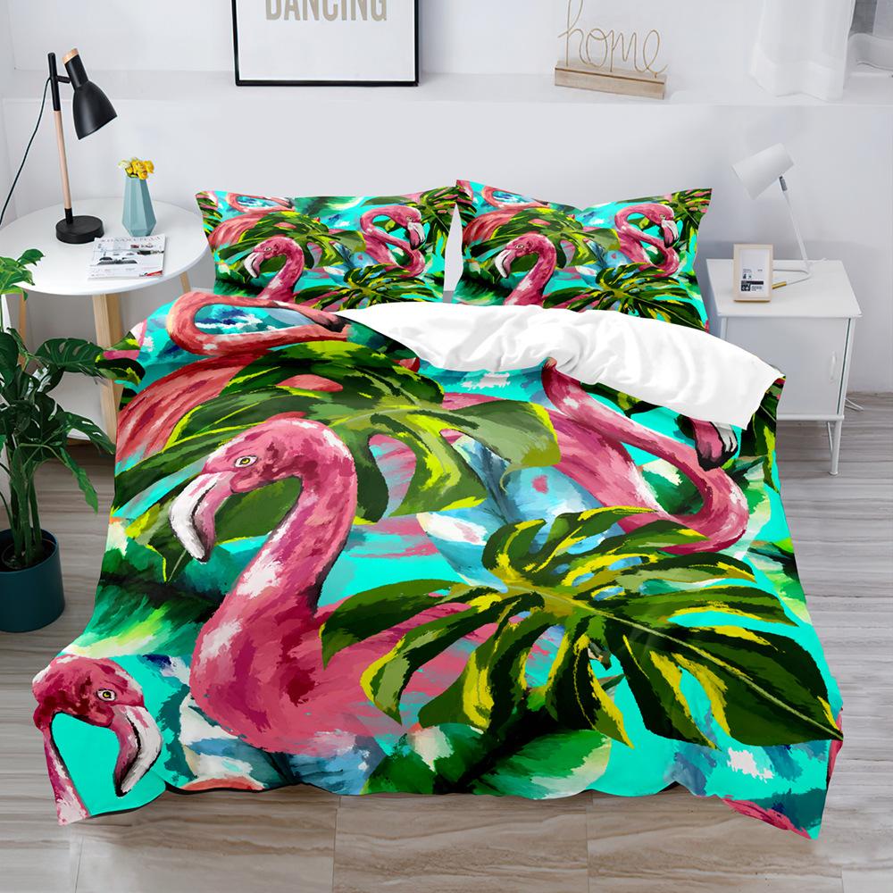 Bird Game Digital Printing Quilt Cover Three-Piece Set
