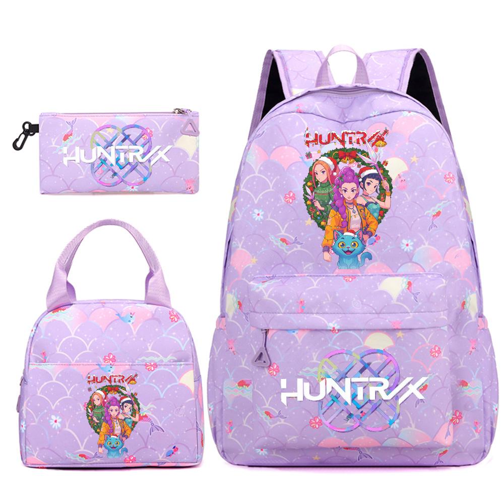 3Pcs/set Christmas Kpop Printed Backpack Handbag Pencil Case for Teenger Student Girl Boy Schoolbag Kid Bookbag Large Capacity Travel Bag Kid Gift