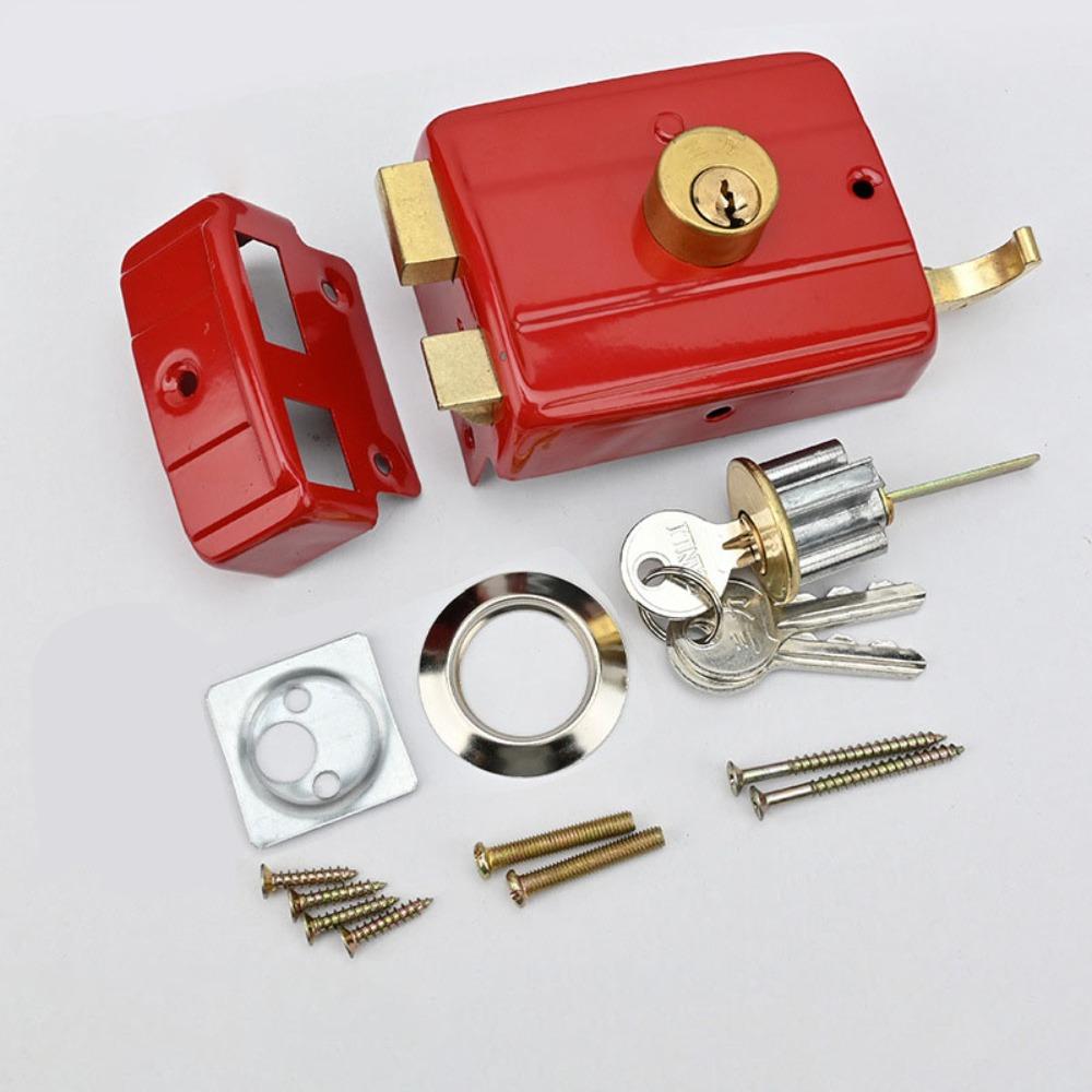 Key Included Heavy Duty Lock Single Cylinder Insurance Lock Retro Red Lock  Furniture Hardware