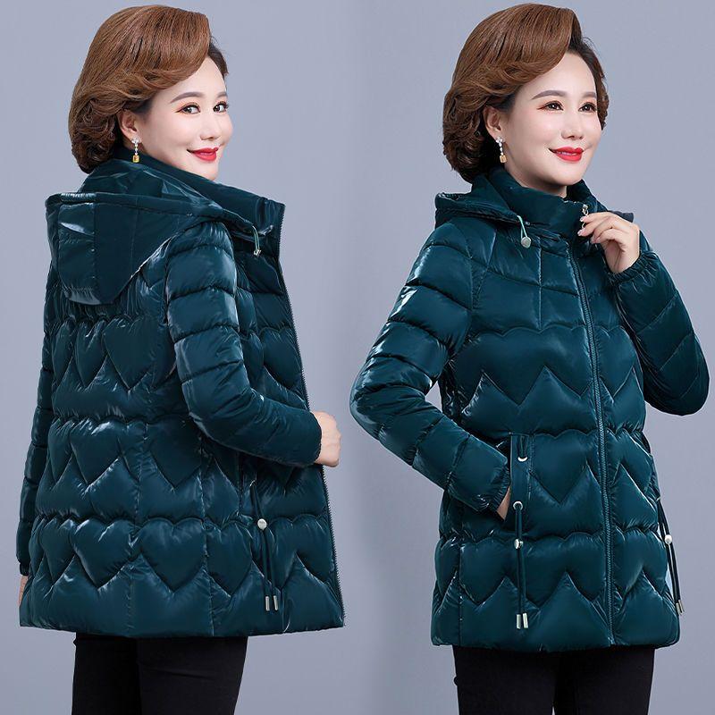 Winter Clothes Shiny Disposable Down Padded Jacket   Autumn and Winter Padded Jacket Mid-length Middle-aged Women's Padded Jacket