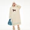 Lazy wind half-edge velvet nightgown women's autumn and winter Korea loose and thin long nightgown over knee cover soft pajamas