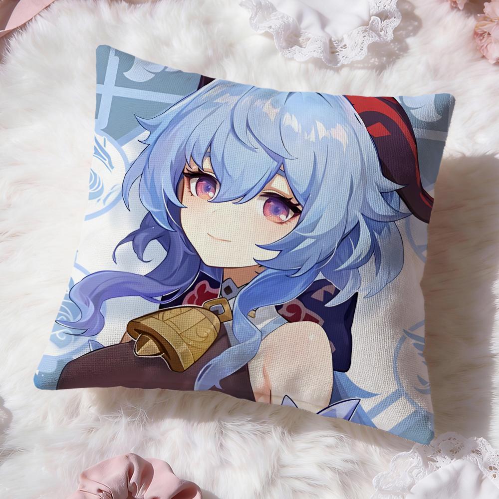 Ganyu Genshin Impact Cushion Cover Premium Comfort Reversible Pillow Cove -Two in One Design for Any Room & Car Interior