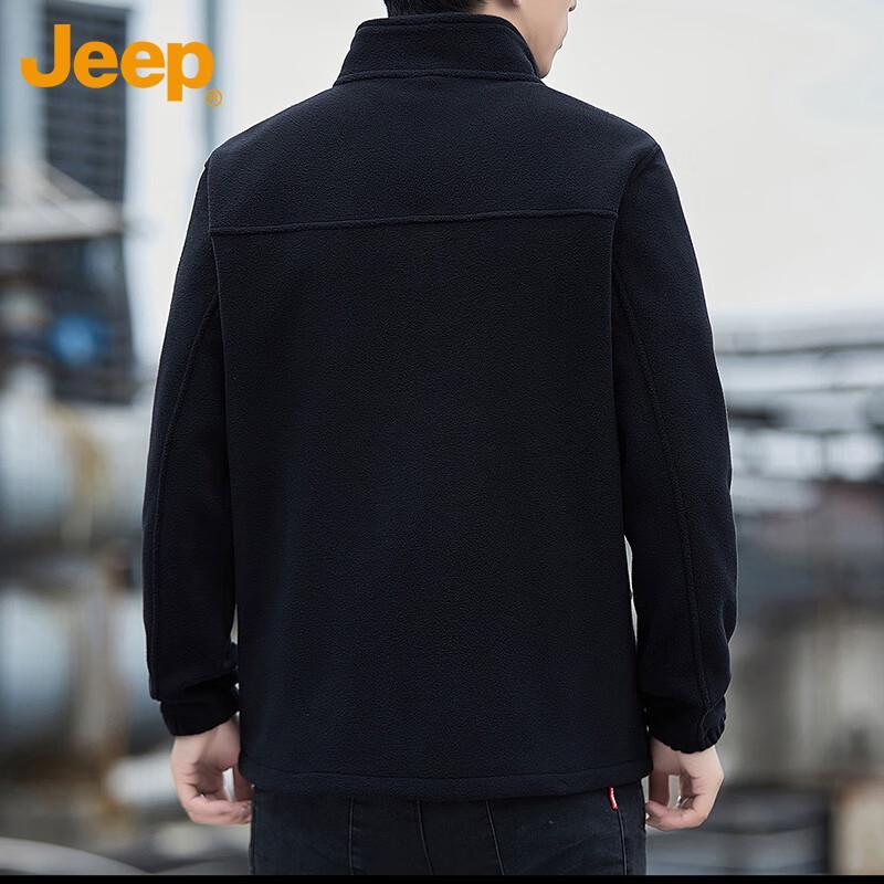 Jeep Men's Autumn/Winter Fleece Stand-Collar Cardigan