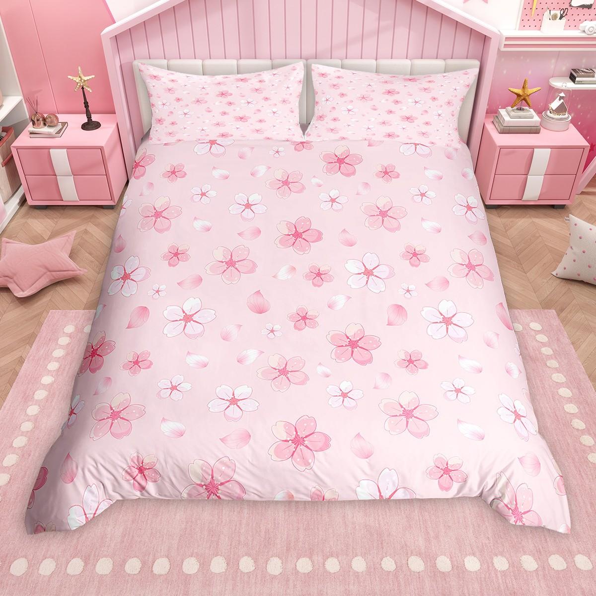 

Homewish Watercolor Floral Duvet Cover Set for Girls, Spring Garden Flower Bedding Set, Flying Butterfly Comforter Cover Set DE XS 100x135cm 2pcs&set