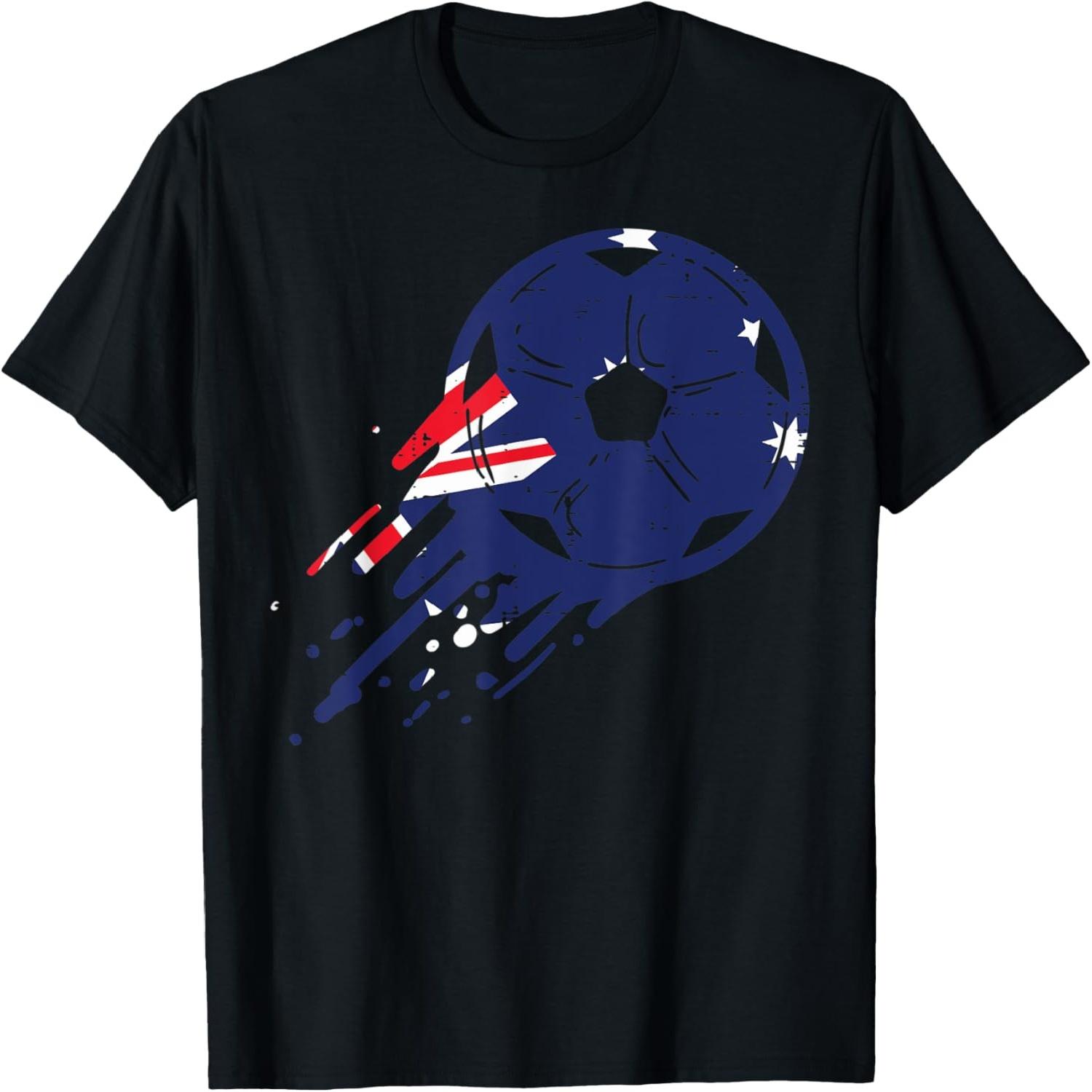 Australia Flag Soccer Australian Football Fan Men Women Kids T-Shirt S