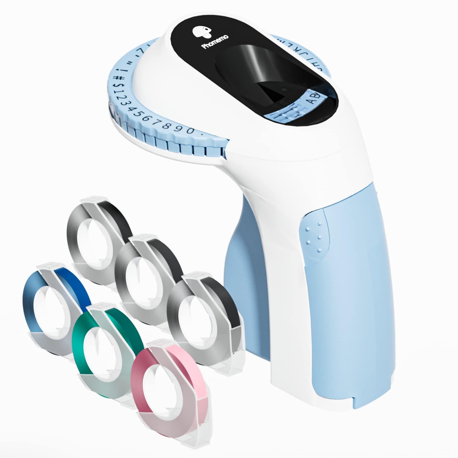 

Устройство для тиснения этикеток с 6 этикетками, винтажное портативное устройство для 3D-тиснения этикеток, портативные школьные устройства для изготовления этикеток для рукоделия синий