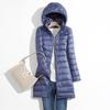 Giacca lunga imbottita ultraleggera e ripiegabile da donna, taglie forti, autunno e inverno, con cappuccio coreano sottile e cappuccio staccabile oversize