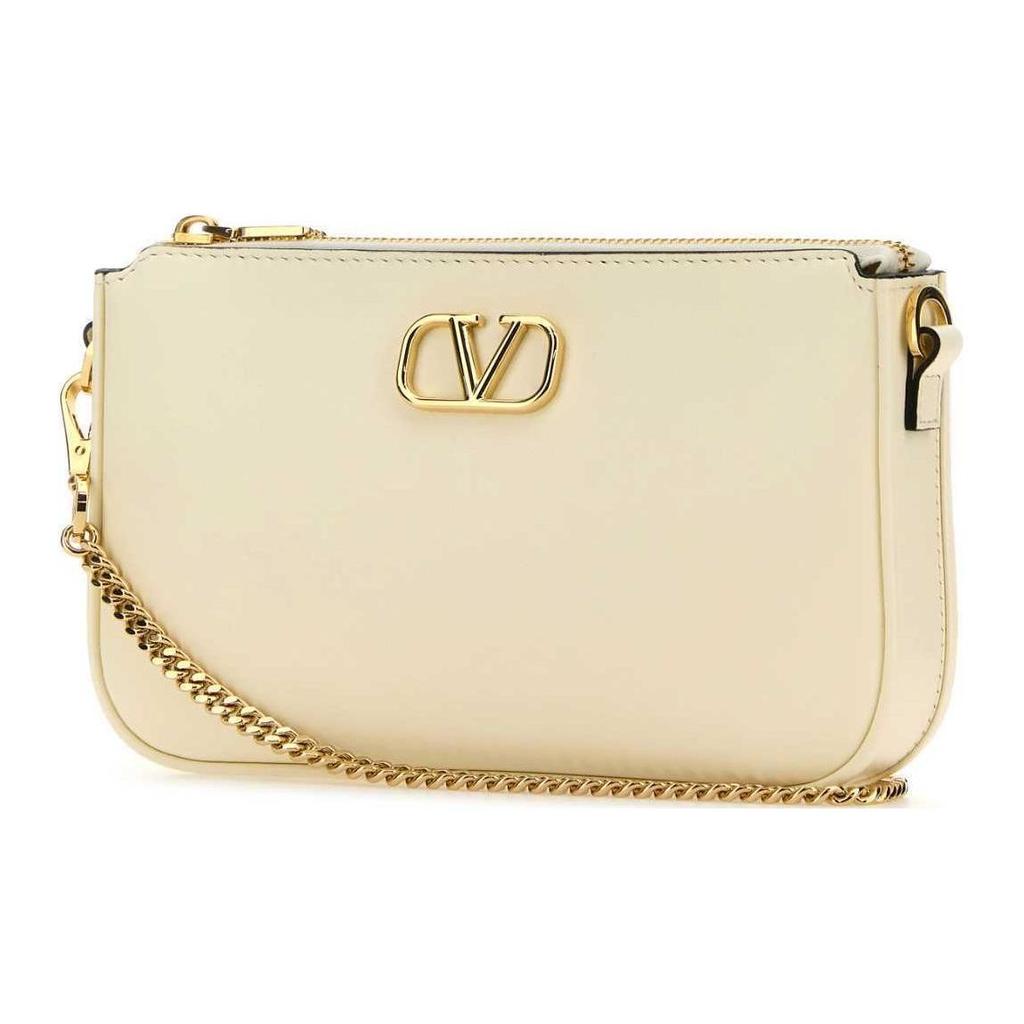 Valentino Vlogo Chain Strap Zipper Closure Leather Mini Shoulder Bag Women Shoulder Bag Ivory W2P0AA9MIM098
