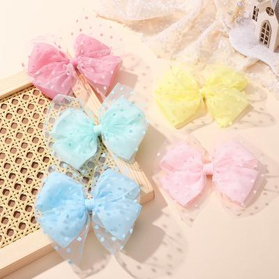 2er Pack Organza Haarschleifen-Clips für Mädchen, Rutschfeste Kinderhaaraccessoires, Niedliche Prinzessinnen-Haarspangen (2025 Neu)