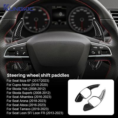 For Seat Leon Fr MK3 MK4 5F ST Cupra Ateca Alhambra Arona Ateca Ibiza 6P Carbon Fiber ABS Steering Wheel Paddle Shifter Sticker
