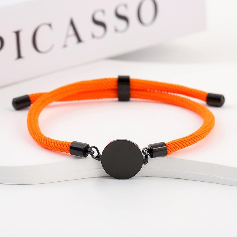 Adjustable 15mm Multi-Color Round Milanese Rope Bracelet with Stainless Steel Cross for Laser UV Printing.