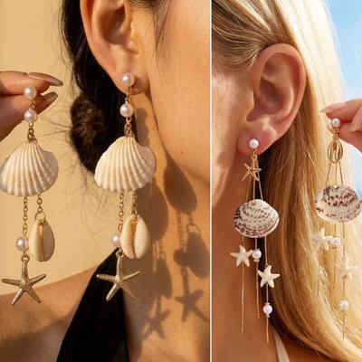 Bohemian Style Dangle Earrings Dangle Design Drop Earrings Starfish Shell Earrings Beach Vacation
