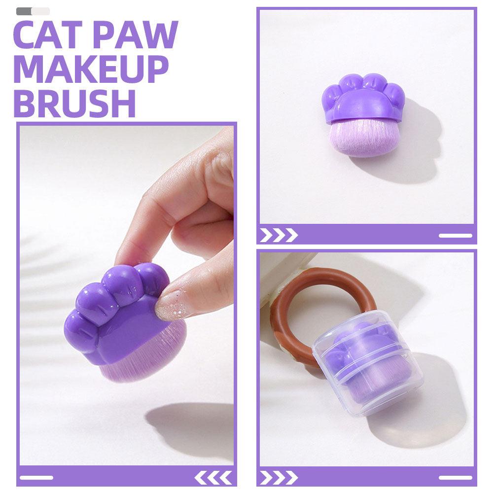 2Pcs Cat Paw Shaped Foundation Brush Soft Artificial Fiber Makeup Applicator for Liquid Powder Blush Concealer Portable Travel
