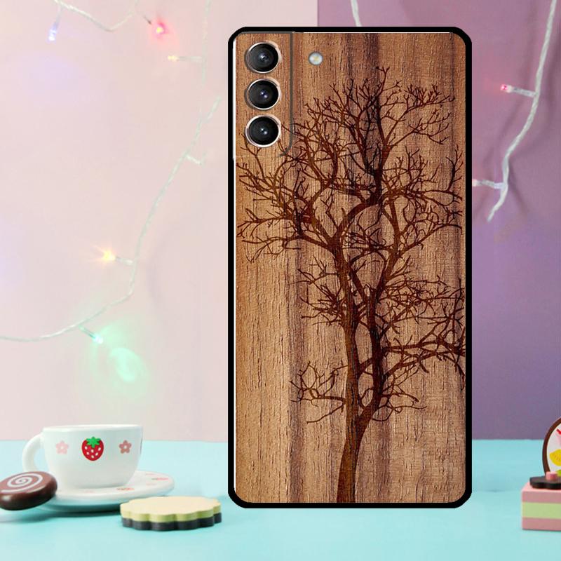 Tree Flower Bamboo Wood Case For Samsung Galaxy S24 S21 S22 S23 Ultra Plus S20 FE S8 S9 S10 Note 10 20 Ultra Cover