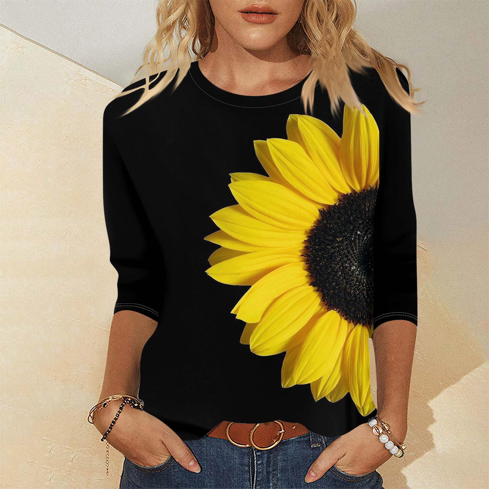 

Женская повседневная модная футболка с круглым вырезом и рукавом три четверти, топ L чёрный