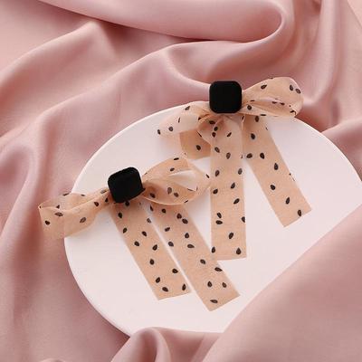 Brincos de Laço de Bolinhas Francês Moda Simples Estilo Hong Kong Brincos de Fita Mulheres Sexy Elegantes Joias Pingente Brinco Atacado