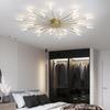 Gold 30 Heads Non Dimmable Pendant Lights Creative Fireworks Design Chandelier Modern Ceiling Light for Living Room Exhibition Hall Bedroom