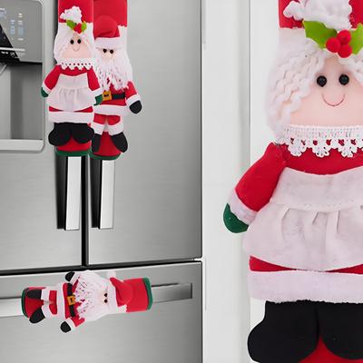 Lot de 2 Housses Festives pour Poignées de Réfrigérateur | Décoration d'Appareils de Cuisine pour les Fêtes | Accessoires de Noël pour Réfrigérateur Faciles à Installer