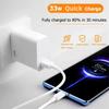Carregador de Parede Rápido 33W QC3.0 com Cabo USB-C de 6A Carregador Multi-dispositivo Compatível com para Redmi K30 K40 IC Inteligente e Proteção Contra Superaquecimento Carregador USB