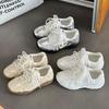 Autumn Lace Pearl Model Inner Height Increase Soft Sole White Shoes Sports Breathable Casual Women's Shoes Non-slip and Wear-resistant