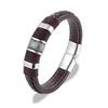 Punk Multilayer Braid Genuine Blue Leather Bracelet Titanium Stainless Steel Magnetic Buck Bracelet Men Homme Pulseras