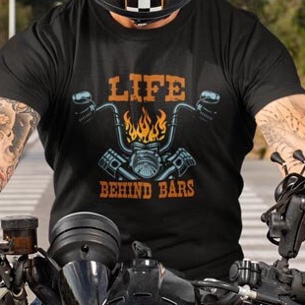 Freedom Rider Tee - Life Behind Bars Edition | Biker T-shirt | Humorous Rider Shirt | Biker Shirt - Funny Motorcycle Shirt - T-shirt S