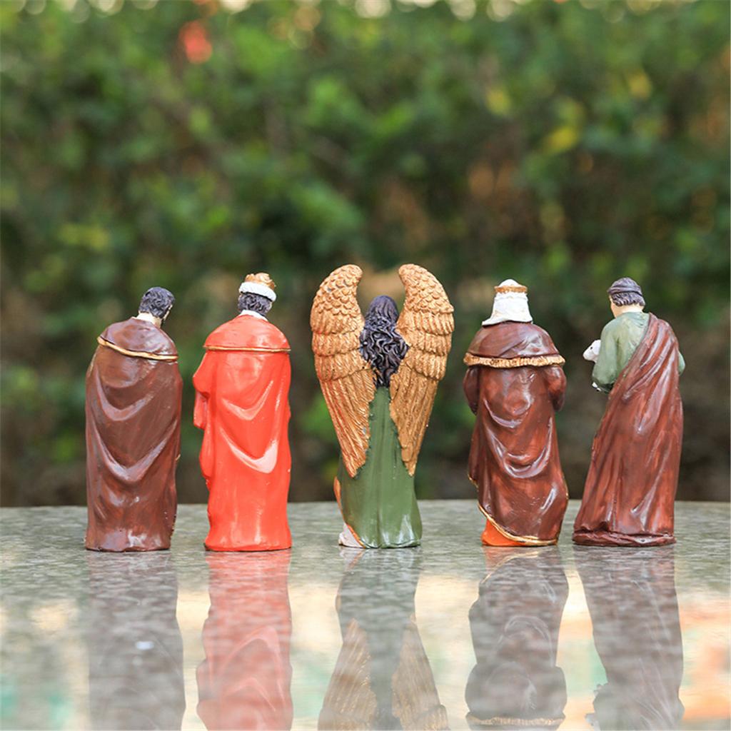 10cm Nativity Scene Holy Family Figurines Statue Set for Christmas Indoor Tabletop Decoration and Religious Gift Giving