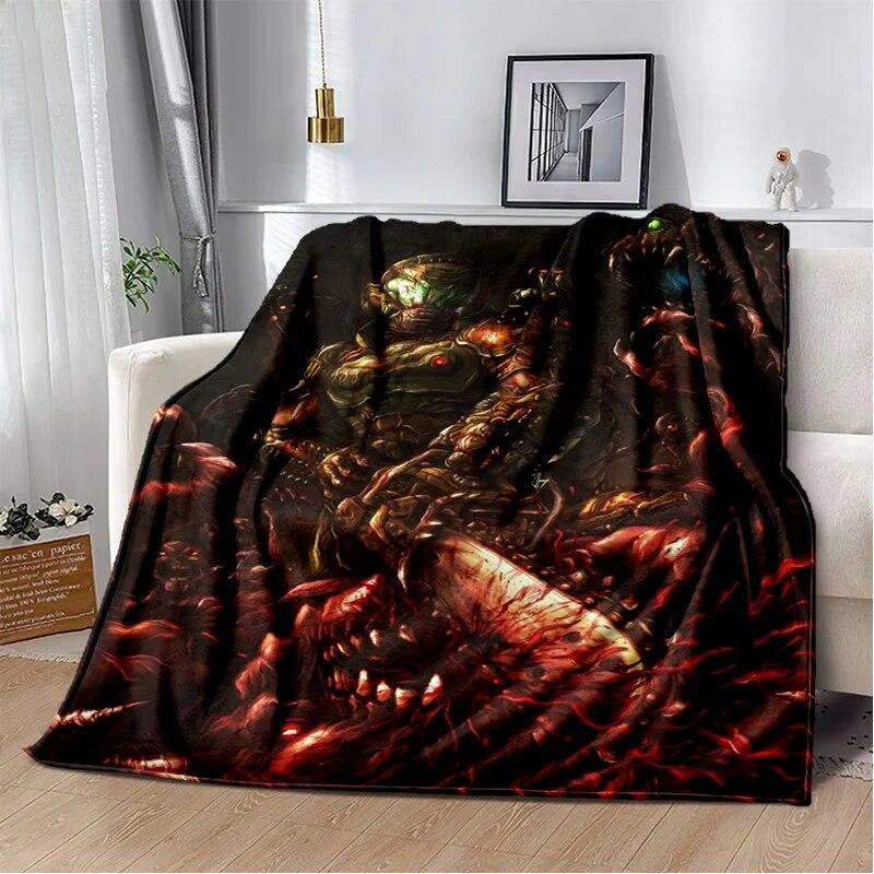Doom Retro Game Gamer Cartoon  Blanket,Soft Throw Blanket for Home Bedroom Bed Sofa Picnic Travel Office Rest Cover Blanket Kids