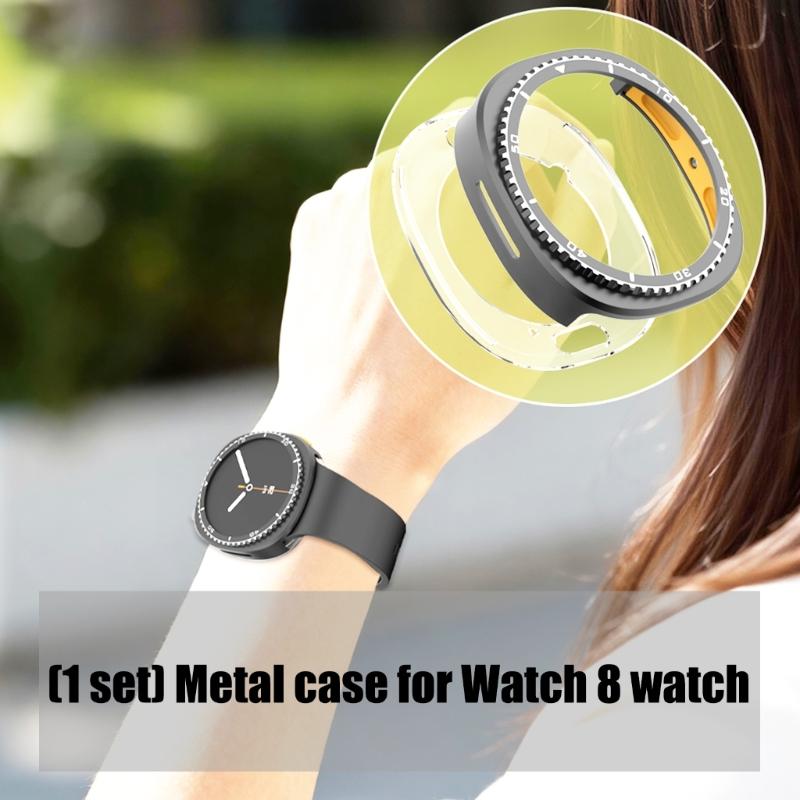 Ergonomic Stylish Metal Frame Cover Scratch Resistant Housing Protective Shell For Watch 8 40mm/44mm Modern Appearance