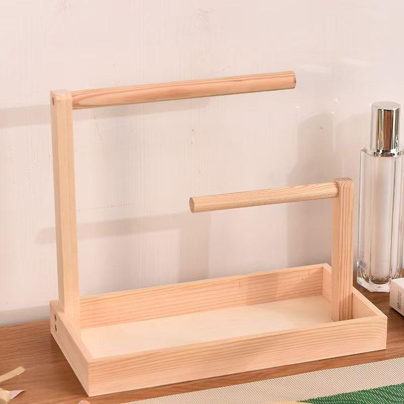 

Wooden Multi-Functional Jewelry & Wristwear Organizer Desktop Display Rack for Bracelets, Hand Chains & Wrist Beads Stylish Wooden Storage Stand Carbonized color storage rack