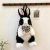Cute Bowknot Plush Rabbit Backpack Realistic Long Fur Bunny Doll Cartoon Stuffed Animal Bag