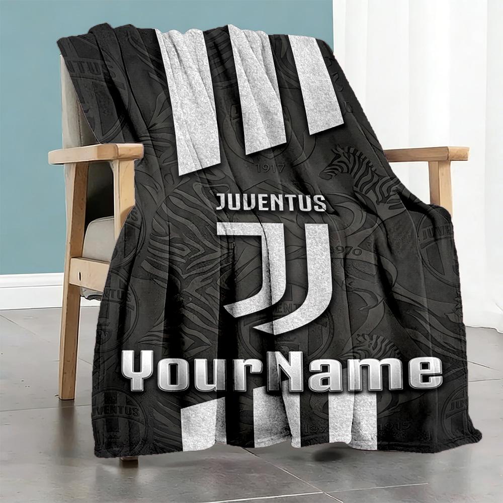 Juventus Personalized Text Blanket Lightweight Personalized Blanket Soft & Cozy Perfect for Couch Picnics Office Chair Livingroom All-Season Use