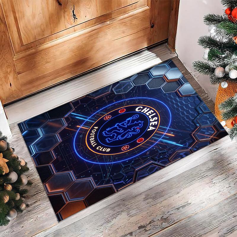 Chelsea FC bedruckter Flanell-Teppich rutschfest weicher Polyester-Bodenbelag Indoor Dekorationsmatte für Schlafzimmer Wohnzimmer Sofa Spielzimmer Heimdekoration