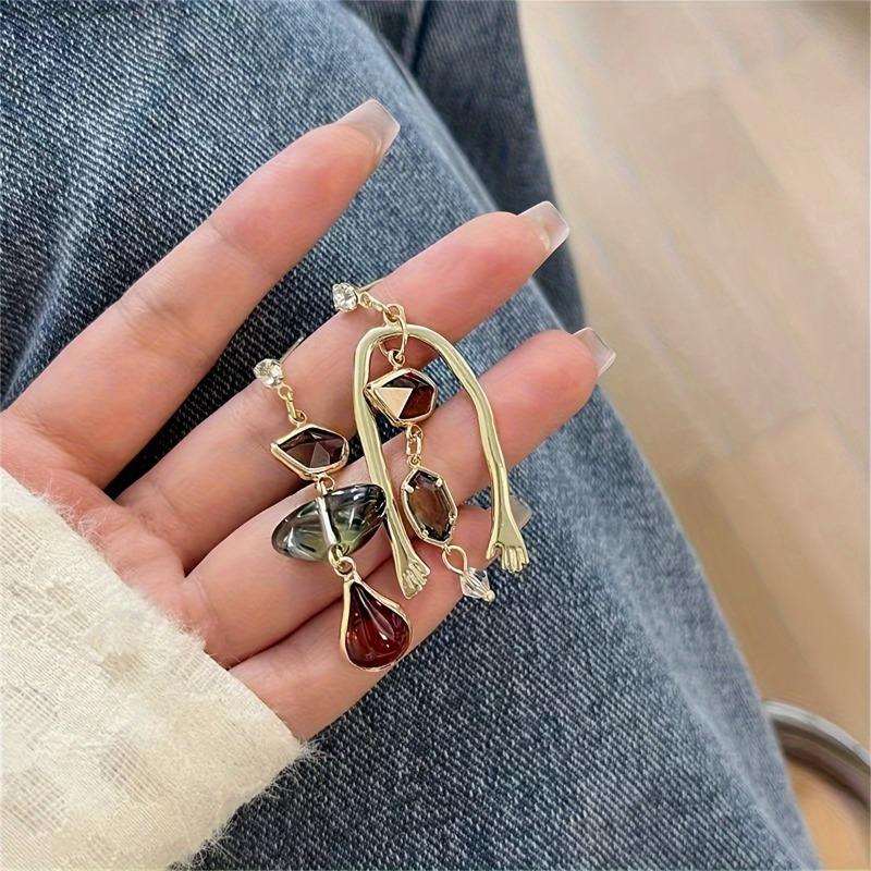 1 PAIRE Boucles d'oreilles pendantes asymétriques élégantes pour femmes