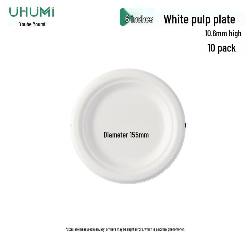Youhe Youmi Disposable Sugarcane Pulp Plates & Bowls (10-Pack)