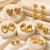 High-End Heart-Shaped Gold Stainless Steel Earrings | Creative Fashion Studs