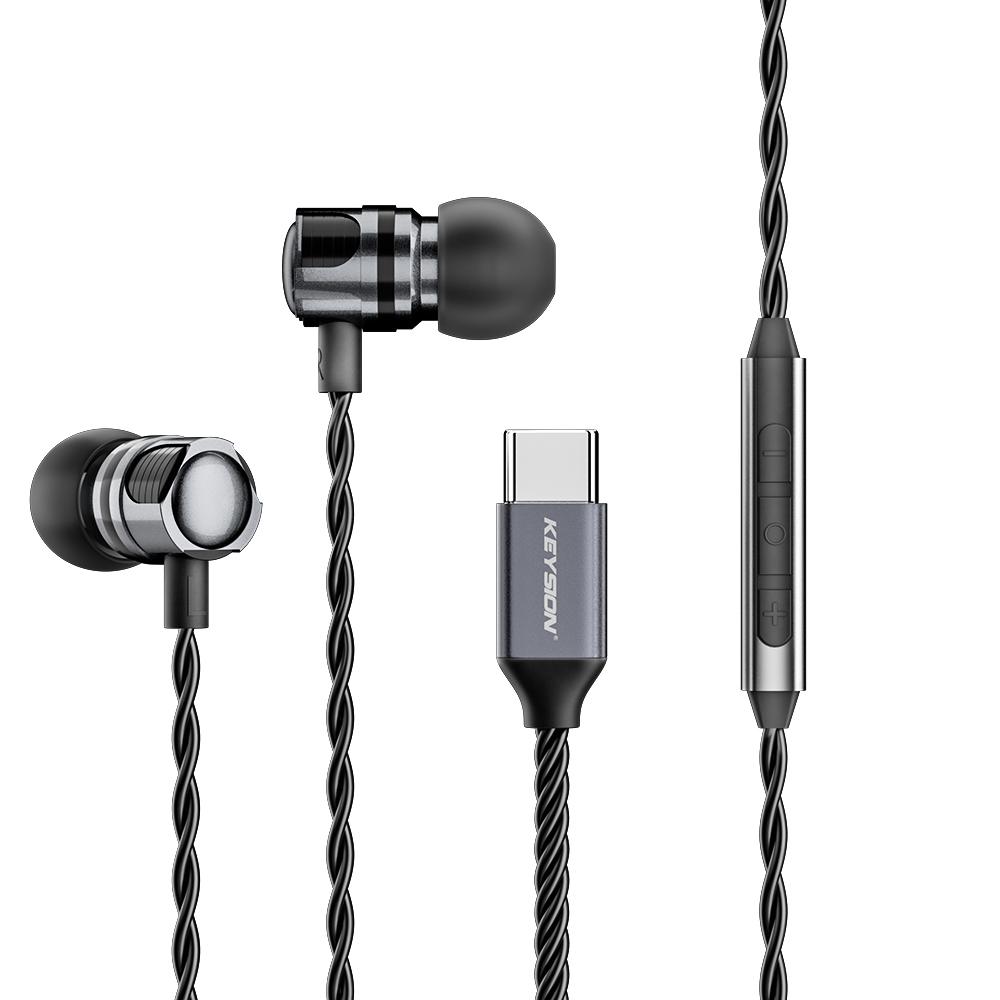 KEYSION Fones de Ouvido HIFI Tipo-C DSD128 Fones de Ouvido com Graves Dinâmicos Banhados a Titânio Chip DAC CX31993 32 bits 384 KHz Fone de Ouvido USB C