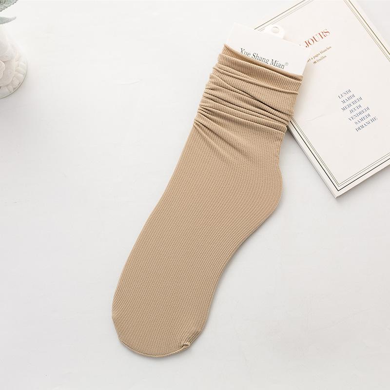 Velvet Socks for Girls, New Summer Style, Thin Ice Silk Socks, Solid Color Mid-calf Socks, Dopamine Socks
