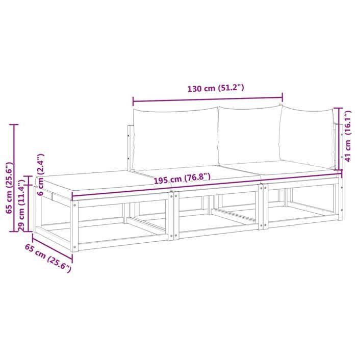 VidaXL Ensemble de canapés de jardin 3 pièces avec coussins en bois d'acacia et rotin 3278890