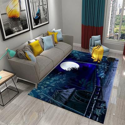3D Moon Carpet Flower View Mat for Kitchen Bathroom Toilet Non-slip Carpet Living Room Sofa Floor Carpet Home Bedroom Decor Rug