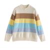 Chuyu Women's Dopamine Colorful Striped Round Neck Knit Sweater