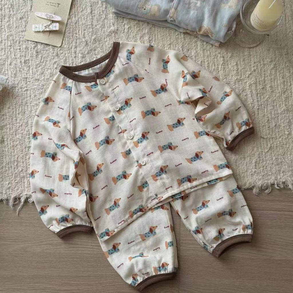 Spring/Autumn Soft Cotton Cartoon Parent-Child Lounge Set - Sizes S, M, L for Boys & Girls