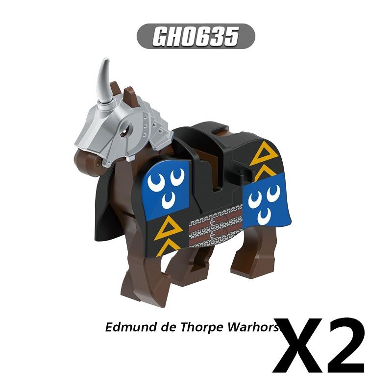 Medieval Military Castle Knight Building Blocks Riding Horse Wolf Bear Animal Vest Weapon Flag Saddle Dragon Toy Brick Gift K024