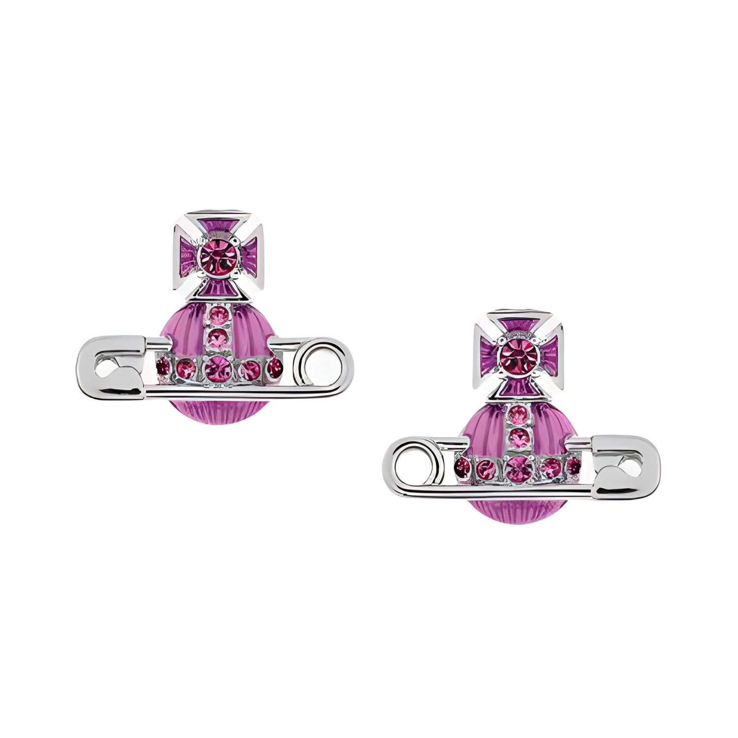 Vivienne Westwood Kitty Saturn Pin Orbit Brass Crystal Earrings Women earrings Purple 6201033P02P448 F,Purple