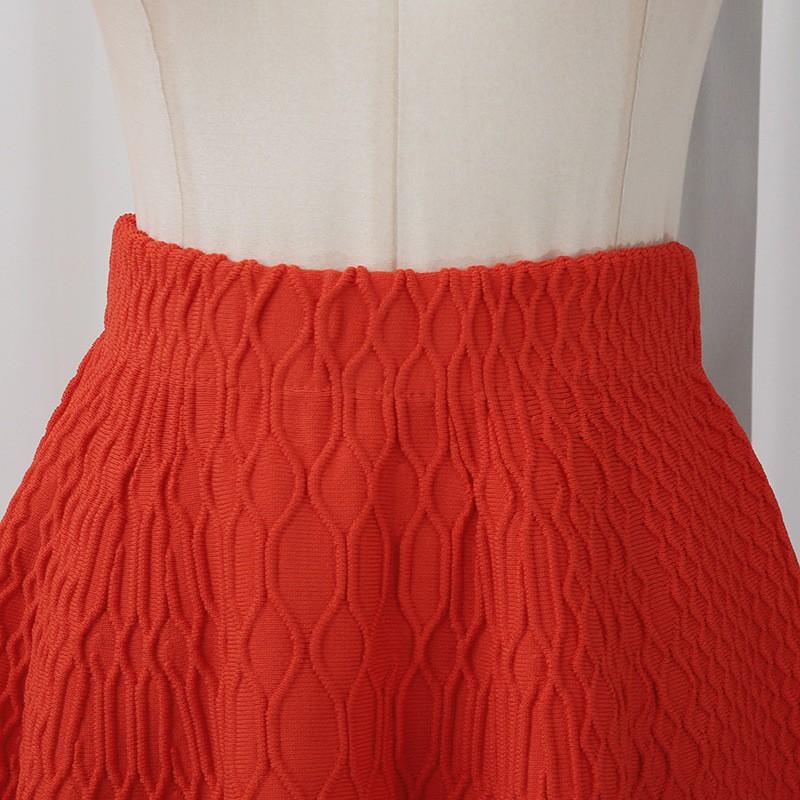 Bright Color Sexy Girl Style Knitted Two-piece Women's Sleeveless Vest High-waist Skirt