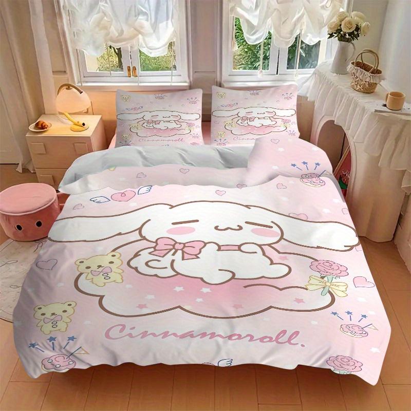 3pcs Pink Cinnamoroll Three-Piece Patterned Quilt Cover Set - Soft and Cozy Bedroom, Guest Room and Dorm Decorative Bedding 3-Piece Set 1 Quilt C