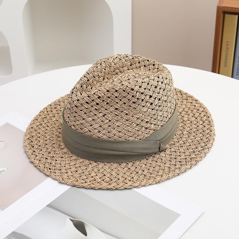 Fashion Womens Mens Wide Brim Straw Panama Hat Fedora Summer Beach Hollow Out Sun Hat Vacation Jazz Caps Sombrero Mujer Playa
