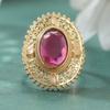 Dazzling Inlaid White Red CZ Women's Ring Gorgeous Gold Color Geometry Daily Wear Party Jewelry Anniversary Gift